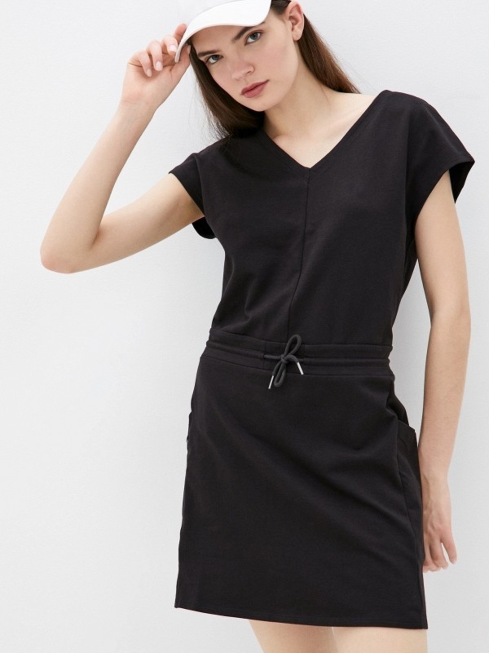 Patagonia Black V-Neck Drawstring Waist Dress NWT